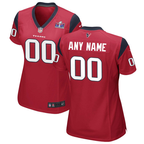 Women Red Houston Texans Super Bowl LVIII Alternate Custom Game Jersey – Replica