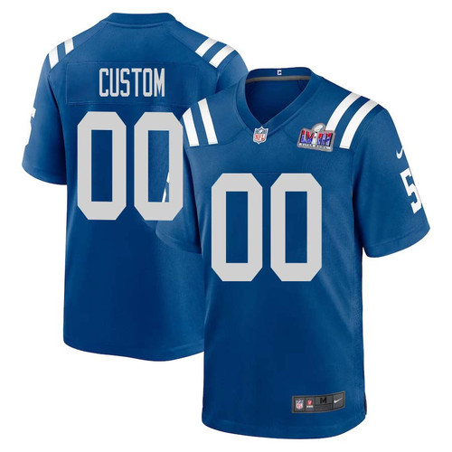 Custom Indianapolis Colts Super Bowl LVIII Home Game Jersey 2023 NFL Draft First Round Pick – Royal for Mens – Replica