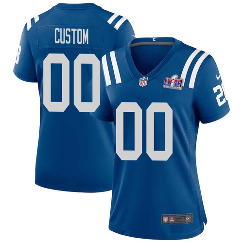 Custom Indianapolis Colts Super Bowl LVIII Home Game Jersey 2023 NFL Draft First Round Pick – Royal for Women – Replica