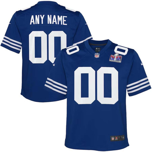 Custom Indianapolis Colts Super Bowl LVIII Home Game Jersey 2023 NFL Draft First Round Pick – Royal for Youth – Replica