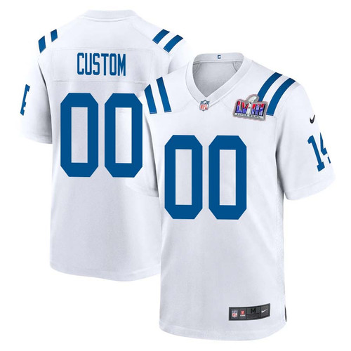 Men Custom White Indianapolis Colts Super Bowl LVIII Away Game Player Jersey – Replica