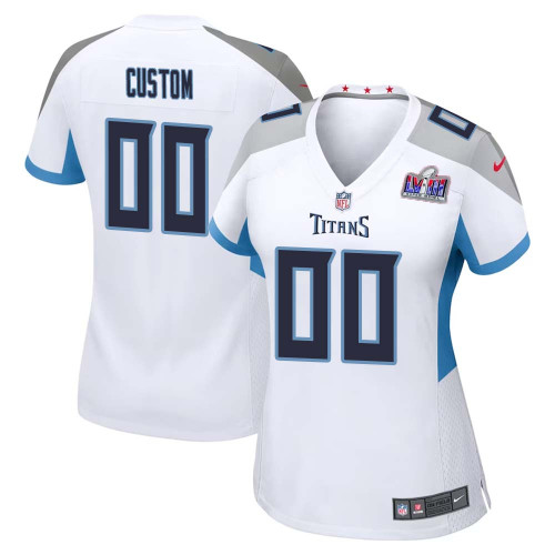 Custom Away Tennessee Titans Super Bowl LVIII Limited White Jersey for Women – Replica