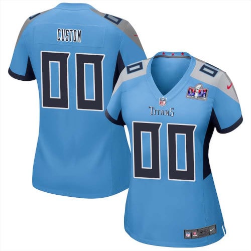 Custom Alternate Tennessee Titans Super Bowl LVIII Limited Light Blue Jersey for Women – Replica