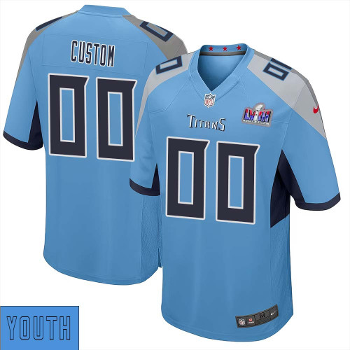 Custom Alternate Tennessee Titans Super Bowl LVIII Limited Light Blue Jersey for Youth – Replica