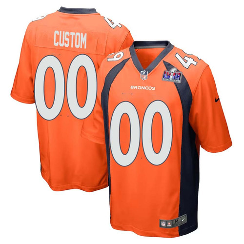 Custom Men Denver Broncos Super Bowl LVIII Home Game Player Jersey – Orange – Replica