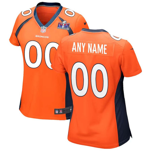 Custom Women Denver Broncos Super Bowl LVIII Home Game Player Jersey – Orange – Replica