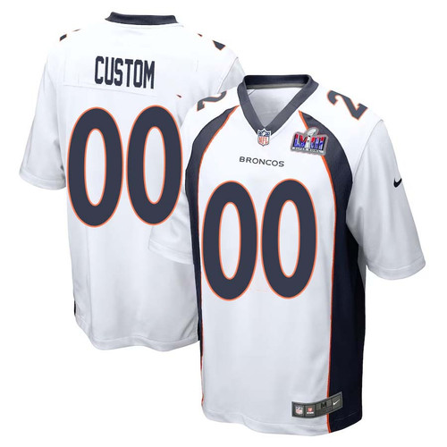 Custom Men Denver Broncos Super Bowl LVIII Game Jersey – White – Replica