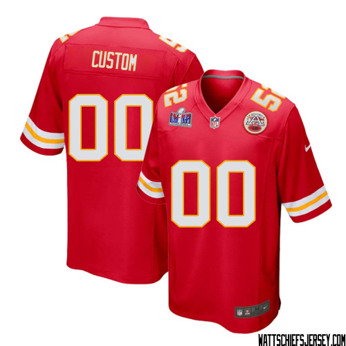 Custom Kanas City Chiefs Super Bowl LVIII Home Game Jersey for Men – Red – Replica