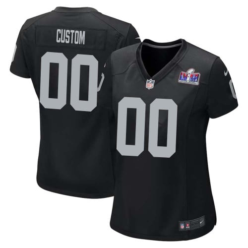 Las Vegas Raiders Custom Super Bowl LVIII Game Jersey for Women – Black – Replica