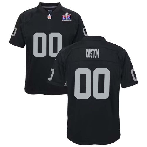 Las Vegas Raiders Custom Super Bowl LVIII Game Jersey for Youth – Black – Replica