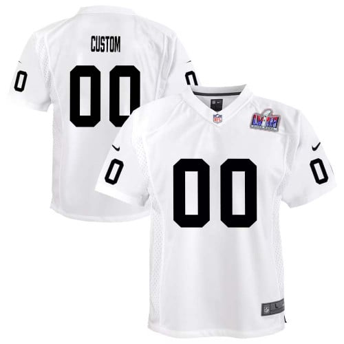 Las Vegas Raiders Custom Super Bowl LVIII Game Jersey for Youth – White – Replica