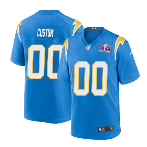 Custom Men Los Angeles Chargers Super Bowl LVIII Home Game Jersey – Powder Blue – Replica
