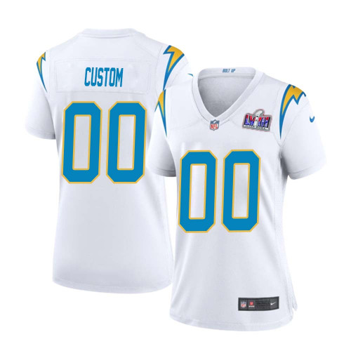 Women Custom White Los Angeles Chargers Super Bowl LVIII Game Jersey – Replica