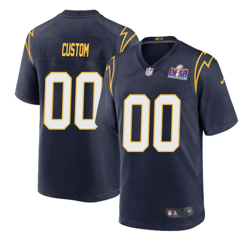 Custom Men Navy Los Angeles Chargers Super Bowl LVIII Alternate Game Jersey – Replica