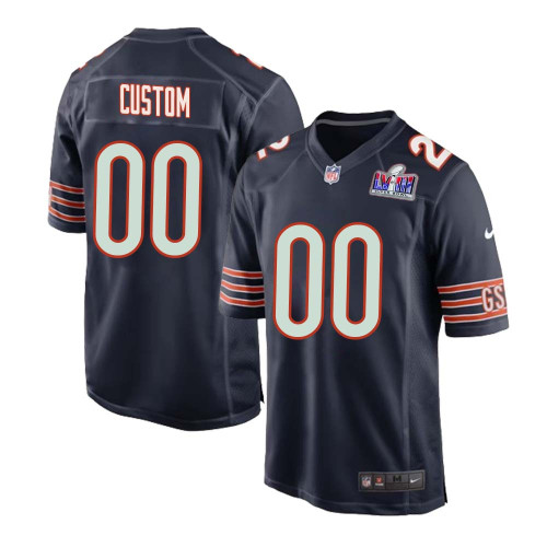 Men Custom Chicago Bears Super Bowl Home Game Team Colour Jersey – Navy – Replica