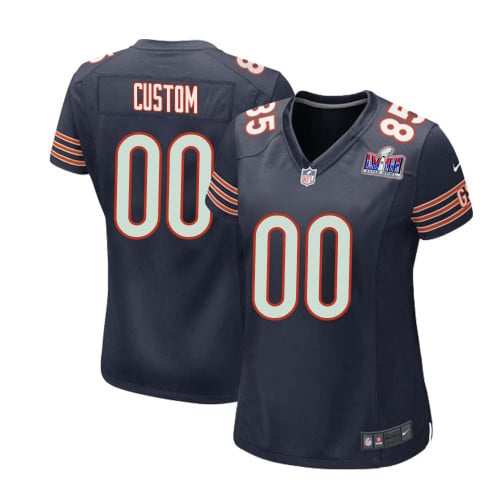 Women Custom Chicago Bears Super Bowl Home Game Team Colour Jersey – Navy – Replica