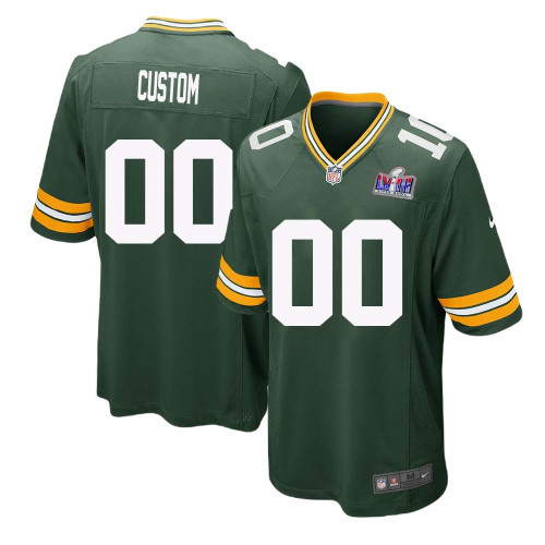 Custom Men Green Bay Packers Super Bowl LVIII Home Game Jersey – Replica