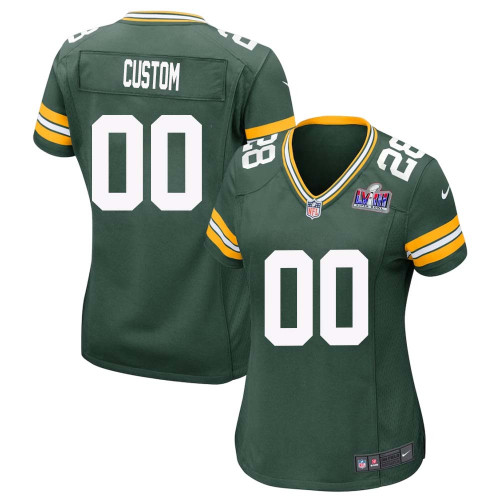 Custom Women Green Bay Packers Super Bowl LVIII Home Game Jersey – Replica