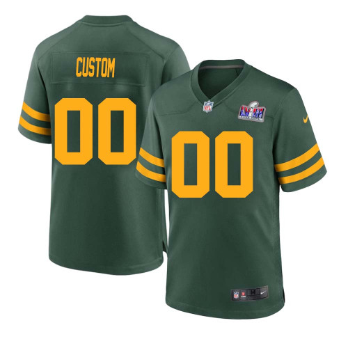 Custom Men Green Bay Packers Super Bowl LVIII Alternate Custom Jersey Green – Replica