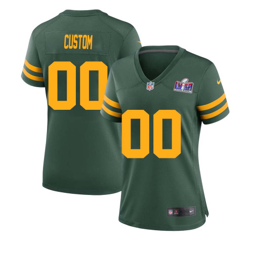 Custom Women Green Bay Packers Super Bowl LVIII Alternate Custom Jersey Green – Replica