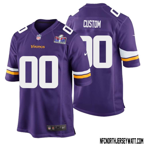 Custom Men Minnesota Vikings Super Bowl LVIII Game Jersey – Court Purple – Replica