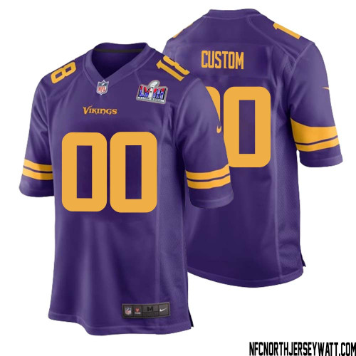 Men Custom Purple Minnesota Vikings Super Bowl LVIII Alternate Game Jersey – Replica