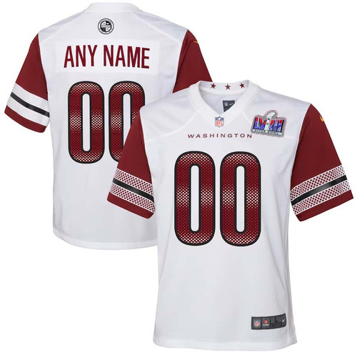 Custom Youth Washington Commanders Super Bowl LVIII Away Game Custom Player Jersey – White – Replica