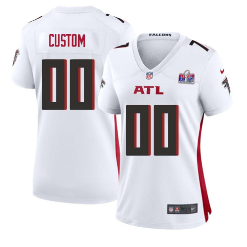 Custom Women White Atlanta Falcons Super Bowl LVIII Away Game Player Jersey – Replica