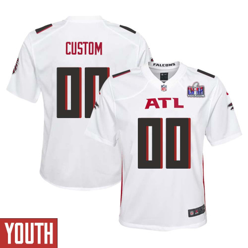 Custom Youth White Atlanta Falcons Super Bowl LVIII Away Game Player Jersey – Replica