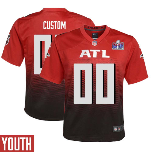 Custom Atlanta Falcons Super Bowl LVIII Alternate Game Jersey Red Youth – Replica