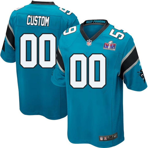 Custom Men Carolina Panthers Super Bowl LVIII Alternate Game Jersey – Blue – Replica