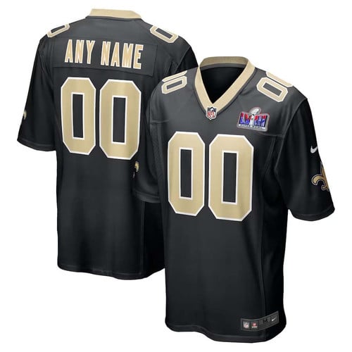 Custom New Orleans Saints Super Bowl LVIII Home Game Jersey NFL 2023 Draft First Round Pick – Black for Mens – Replica