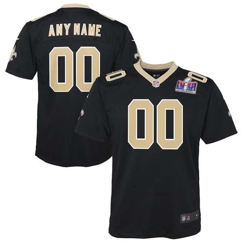 Custom New Orleans Saints Super Bowl LVIII Home Game Jersey NFL 2023 Draft First Round Pick – Black for Youth – Replica