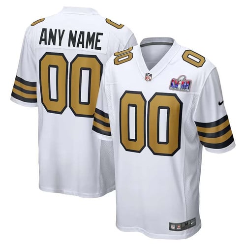 Youth Custom White New Orleans Saints Super Bowl LVIII Alternate Game Jersey – Replica