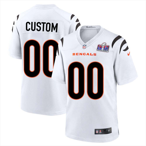 Custom Away White Bengals Super Bowl LVIII Limited Jersey for Man – Replica