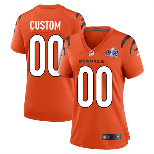Custom Alternate Orange Bengals Super Bowl LVIII Limited Jersey for Women – Replica