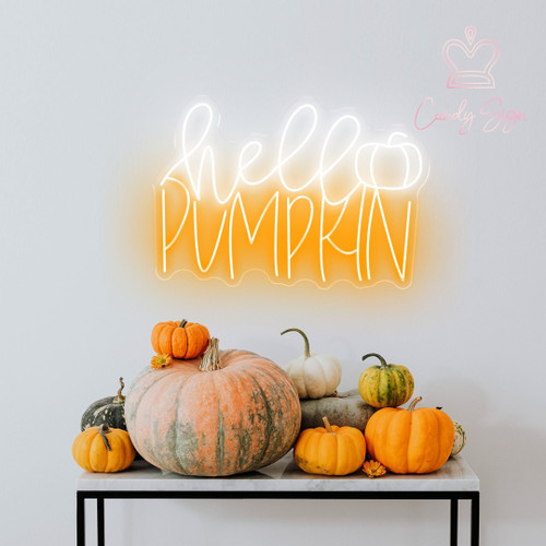 Hello Pumpkin Sign,Neon Sign Bedroom,Thanksgiving Party Decor,Handmade Home Decor,Led Light Fall Sign,Personalized Gifts for Mom,Neon Art