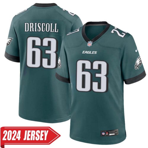 Jack Driscoll No 63 Men's Midnight Green Philadelphia Eagles Player 2024 Game Jersey