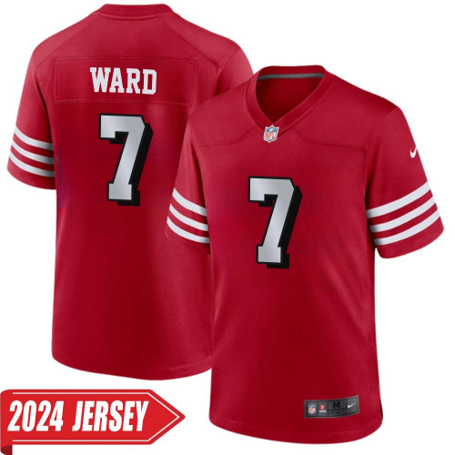 Charvarius Ward No 7 Men's San Francisco 49ers Scarlet Alternate 2024 Game Jersey