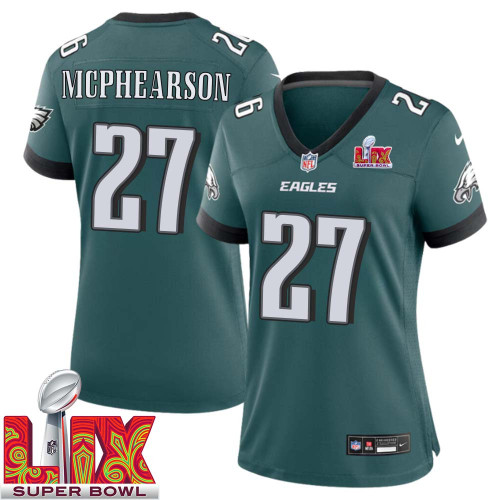 Zech McPhearson No 27 Woman Super Bowl LIX Philadelphia Eagles Home Game 2025 Jersey- Replica