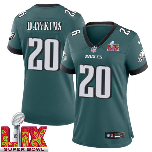 Brian Dawkins No 20 Woman Super Bowl LIX Philadelphia Eagles Home Game 2025 Jersey- Replica