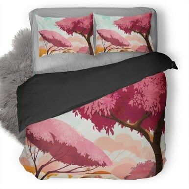 Forest Tree Illustration Bedding Set , Comforter Set