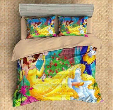 Customize Beauty And The Beast 3D Duvet Cover Set Bedding Set , Comforter Set