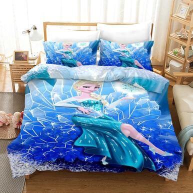 Frozen Anna Elsa Princess #32 Duvet Cover Quilt Cover Pillowcase Bedding Set Bed Linen Home Bedroom Decor , Comforter Set