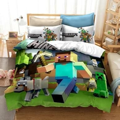 Minecraft #1 Duvet Case Pillowcase 3Pcs Bedding Set Fabric 90G , Comforter Set