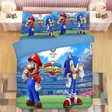 Sonic The Hedgehog Mario #25 Duvet Cover Quilt Cover Pillowcase Bedding Set Bed Linen , Comforter Set