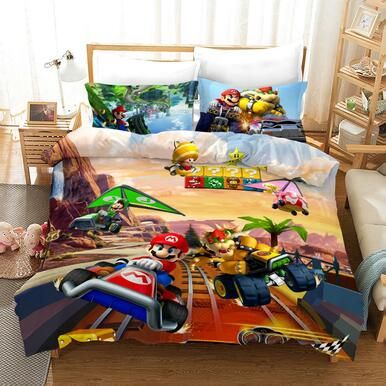 Super Smash Bros. Ultimate Mario #26 Duvet Cover Quilt Cover Pillowcase Bedding Set Bed Linen Home Bedroom Decor , Comforter Set