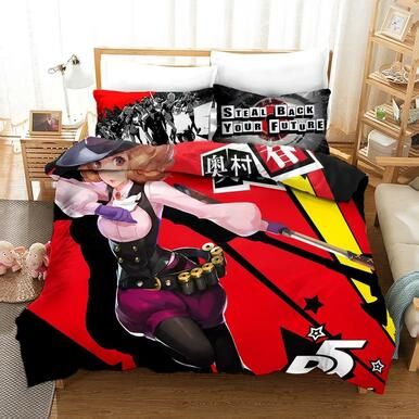 Persona 5 Haru Okumura #5 Duvet Cover Quilt Cover Pillowcase Bedding Set Bed Linen Home Bedroom Decor , Comforter Set