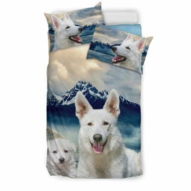 White Shepherd Dog Print Bedding Set , Comforter Set