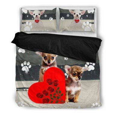 Valentine&#039;S Day Specialchihuahua Dog Print Bedding Set , Comforter Set